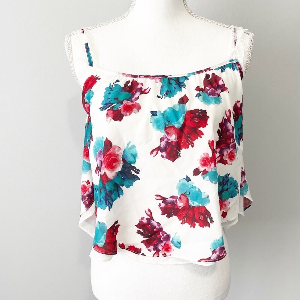 Lovers + Friends floral sleeveless crop tank top XS tank